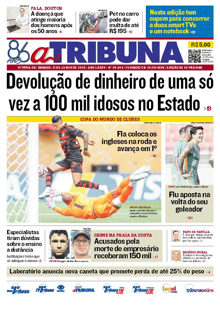 Confira os destaques do jornal A Tribuna deste sábado
