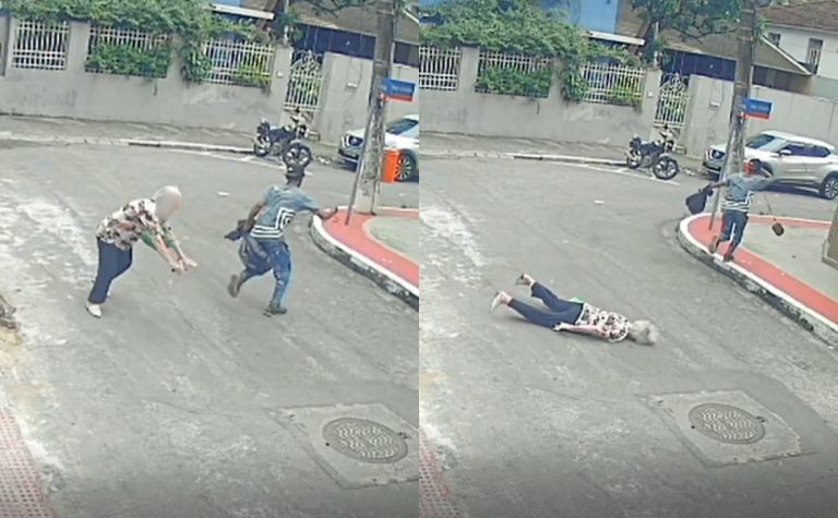 Idosa é derrubada durante assalto no Centro de Vitória; veja vídeo