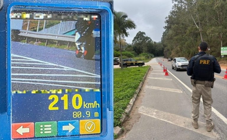 Motocicleta é flagrada a mais de 200 km/h na BR-101 em Guarapari