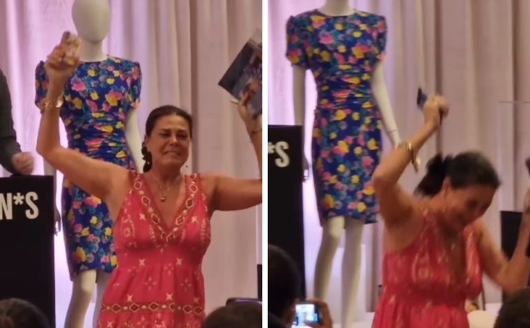 Mulher desmaia após arrematar vestido que princesa Diana usou no Brasil