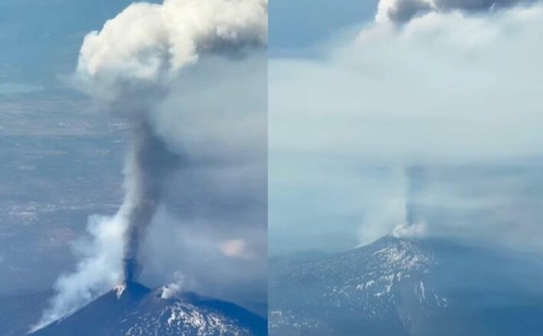 Piloto brasileiro flagra maior vulcão da Europa em erupção e registra vídeo em voo
