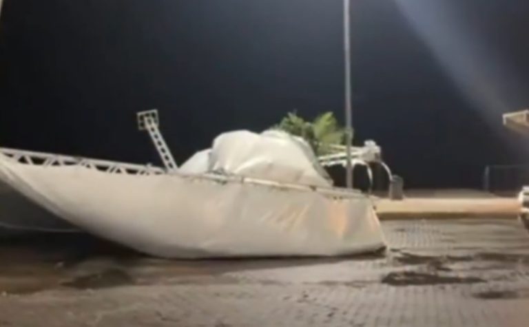 Temporal destrói estrutura da Festa Nacional de São José de Anchieta