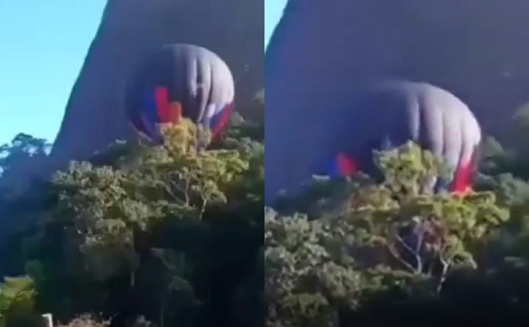VÍDEO | Balão com 7 pessoas faz pouso em área de difícil acesso no ES