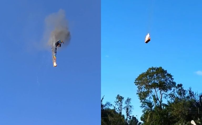 VÍDEO | Balão pega fogo e cai durante passeio em SC; há mortos e feridos