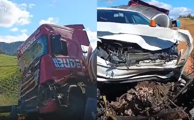Acidente entre carreta e guincho deixa um morto e interdita pista na BR-101