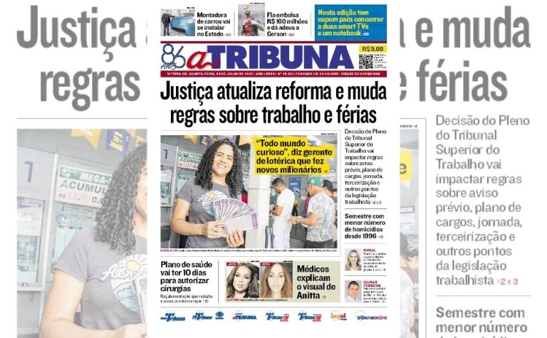 Confira os destaques do jornal A Tribuna desta quarta-feira