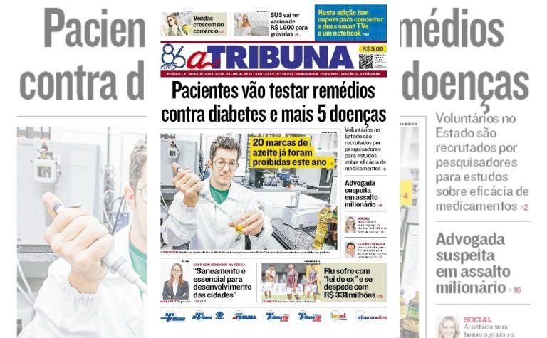 Confira os destaques do jornal A Tribuna desta quarta-feira