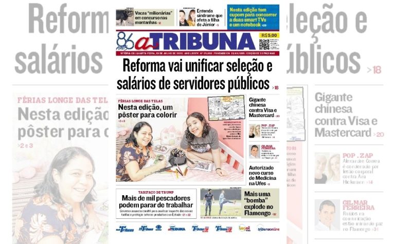 Confira os destaques do jornal A Tribuna desta quarta-feira