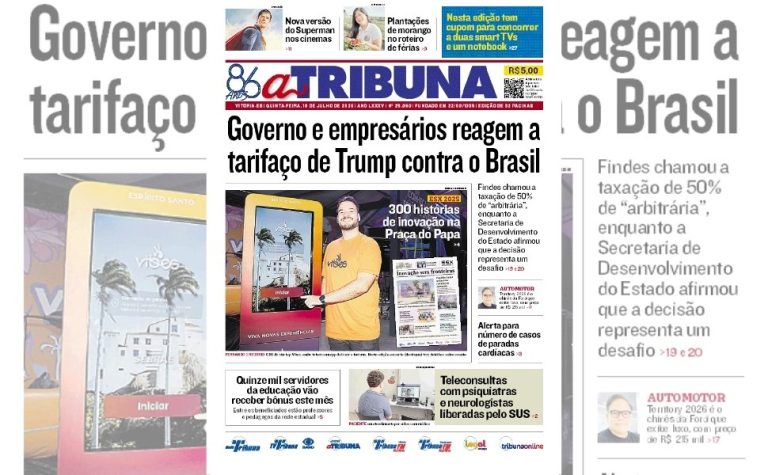 Confira os destaques do jornal A Tribuna desta quinta-feira