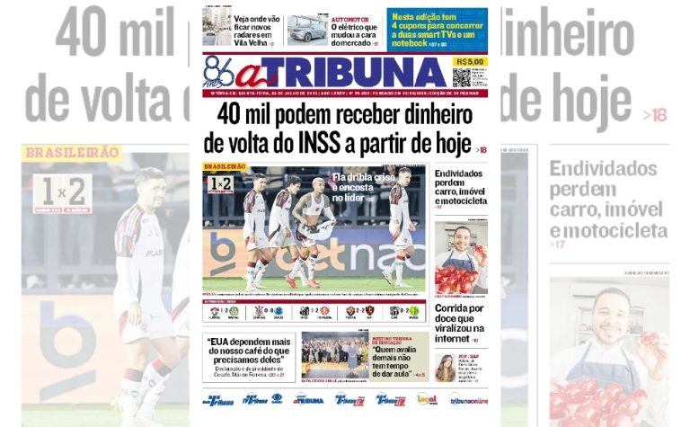Confira os destaques do jornal A Tribuna desta quinta-feira