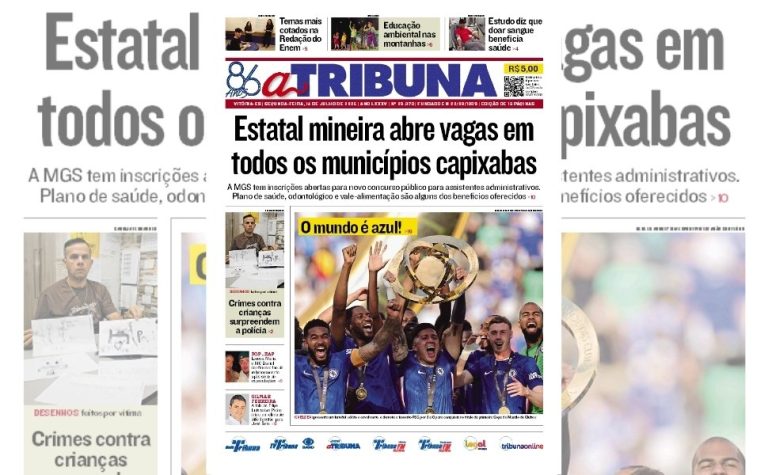 Confira os destaques do jornal A Tribuna desta segunda-feira