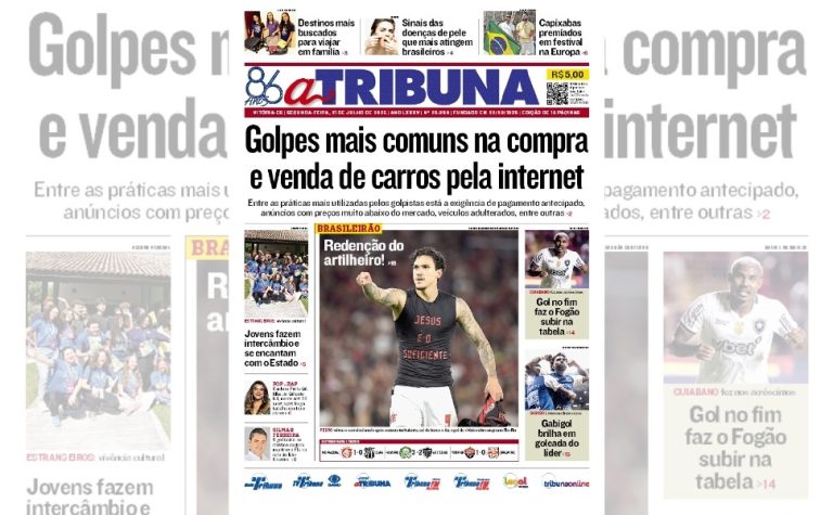 Confira os destaques do jornal A Tribuna desta segunda-feira
