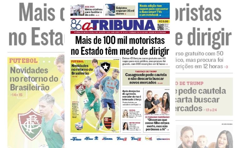 Confira os destaques do jornal A Tribuna desta sexta-feira
