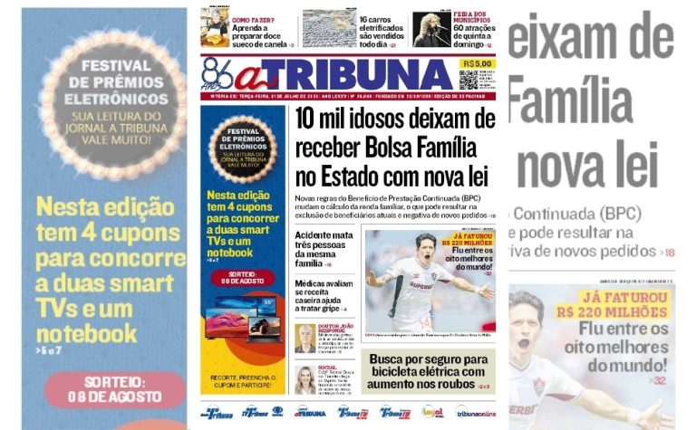 Confira os destaques do jornal A Tribuna desta terça-feira
