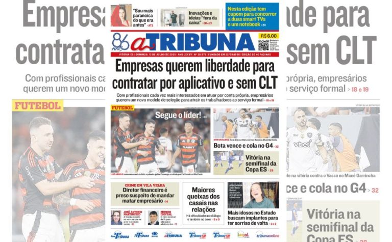 Confira os destaques do jornal A Tribuna deste domingo