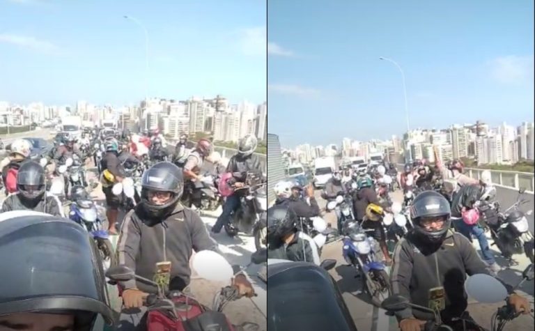 Grupo faz motociata na Terceira Ponte e complica trânsito