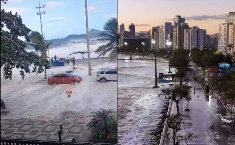 Ressaca do mar: água invade avenidas de SP e do Rio; veja vídeos