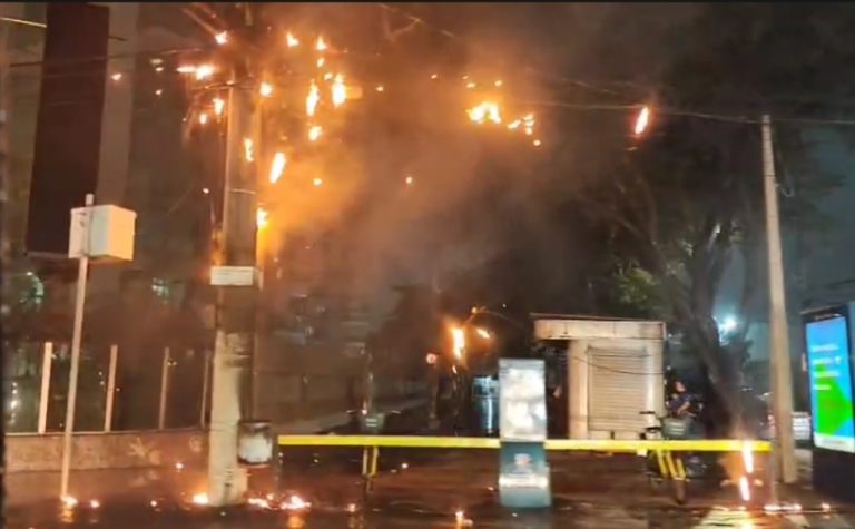 VÍDEO I Incêndio atinge fiação próxima a sede da Polícia Civil