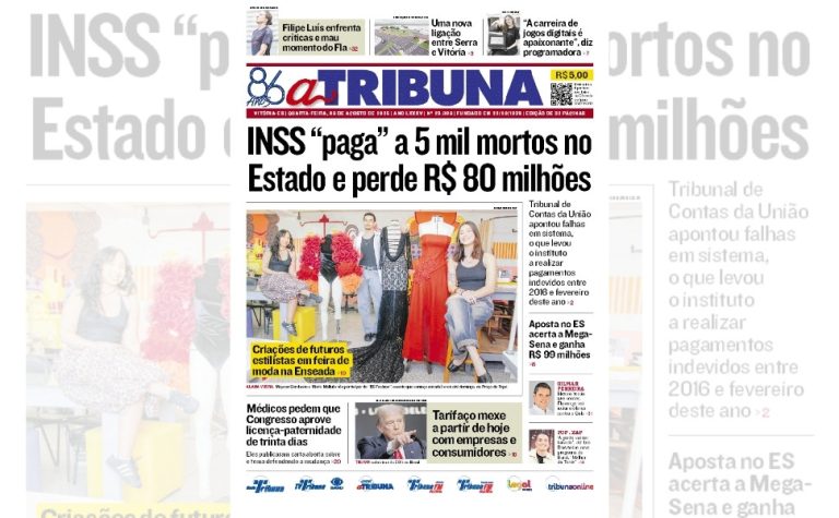 Confira os destaques do jornal A Tribuna desta quarta-feira