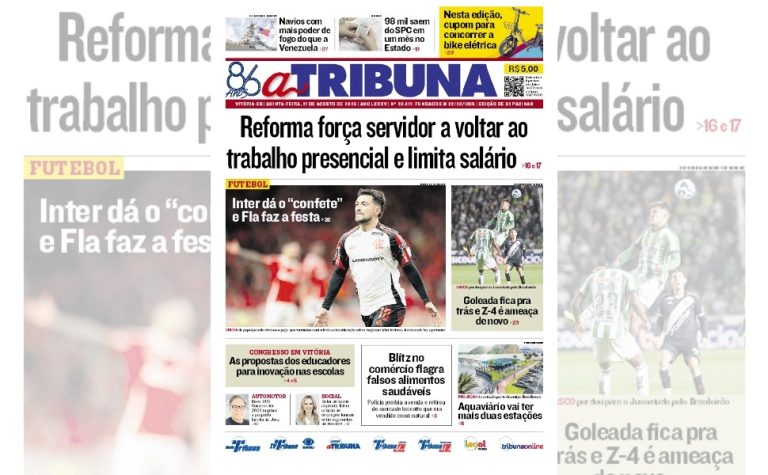 Confira os destaques do jornal A Tribuna desta quinta-feira