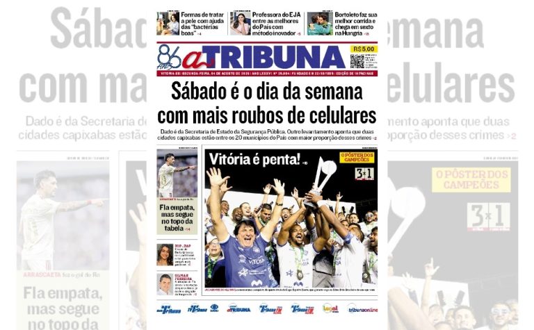 Confira os destaques do jornal A Tribuna desta segunda-feira