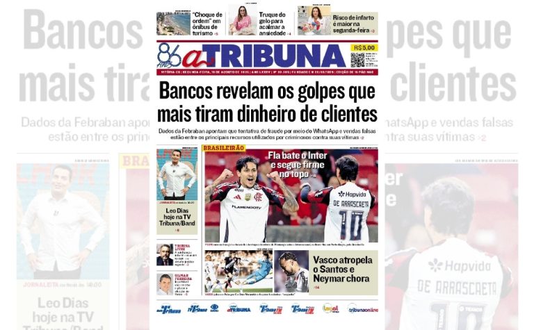 Confira os destaques do jornal A Tribuna desta segunda-feira