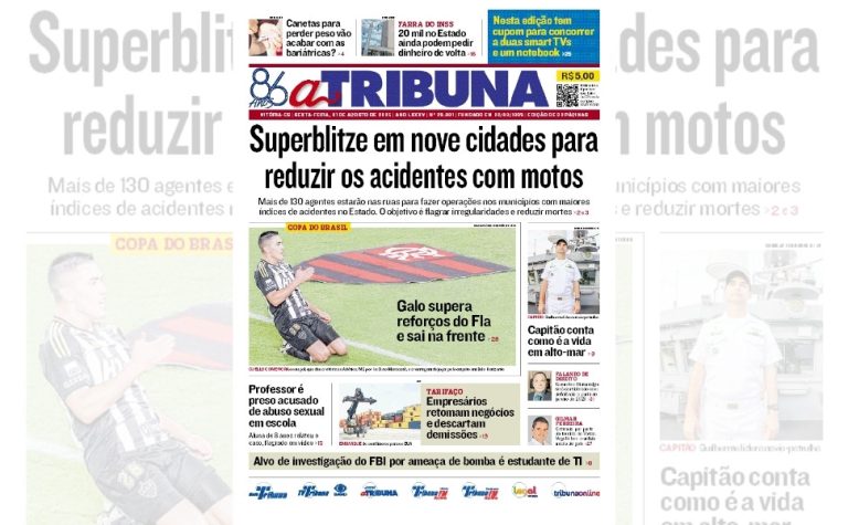 Confira os destaques do jornal A Tribuna desta sexta-feira