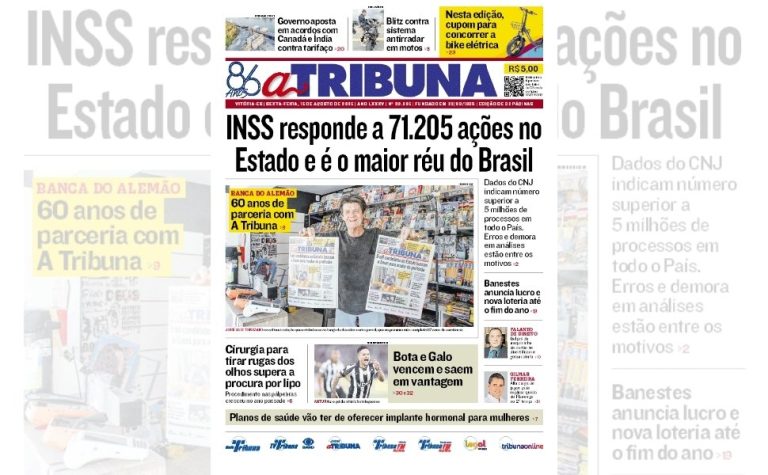 Confira os destaques do jornal A Tribuna desta sexta-feira