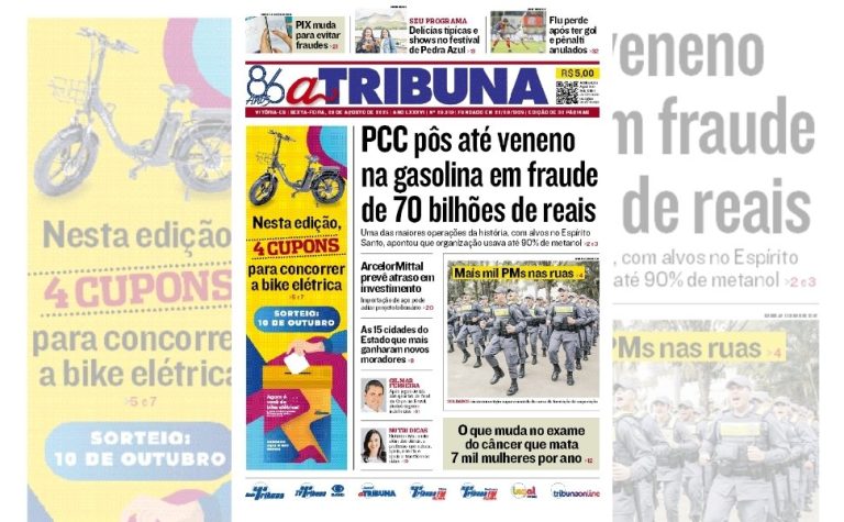 Confira os destaques do jornal A Tribuna desta sexta-feira