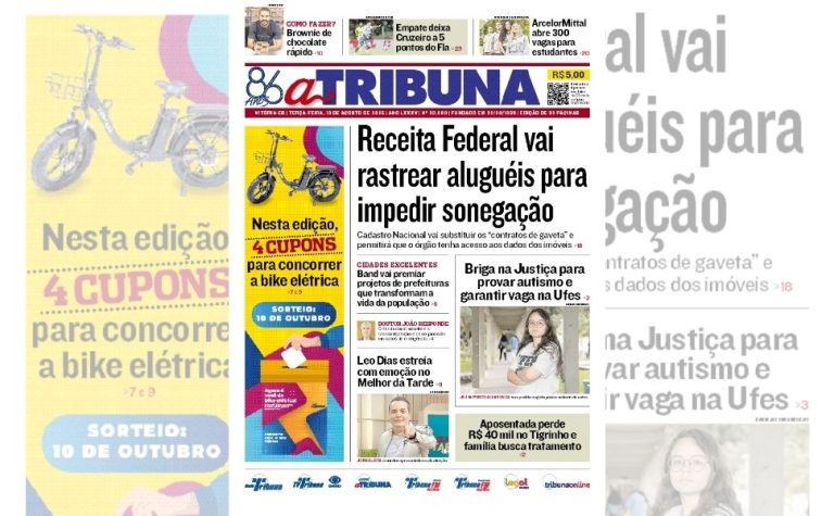 Confira os destaques do jornal A Tribuna desta terça-feira