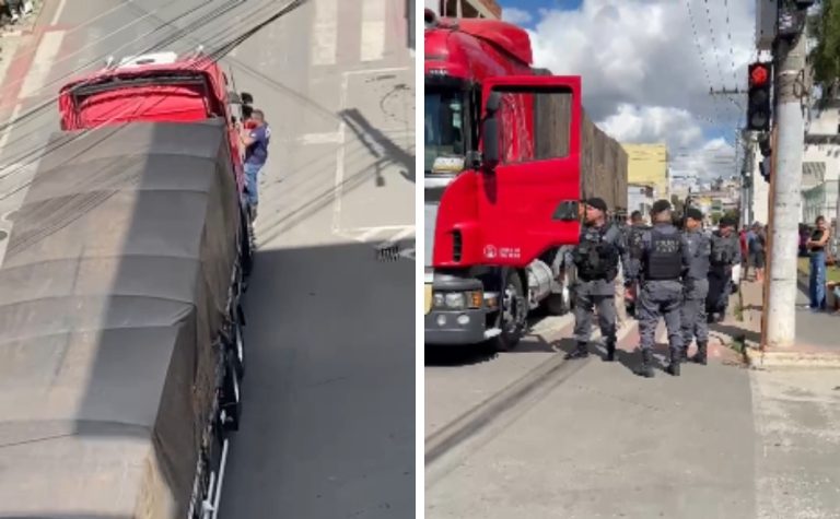 Homem é detido após se pendurar em uma carreta em movimento no ES