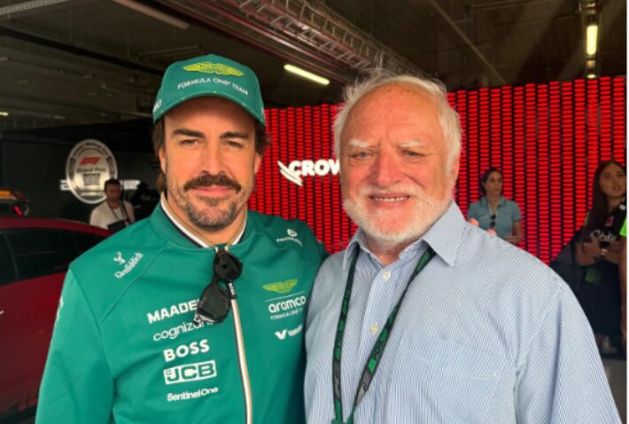 Idoso de meme icônico chama atenção de pilotos no GP da Hungria de F1; veja vídeo