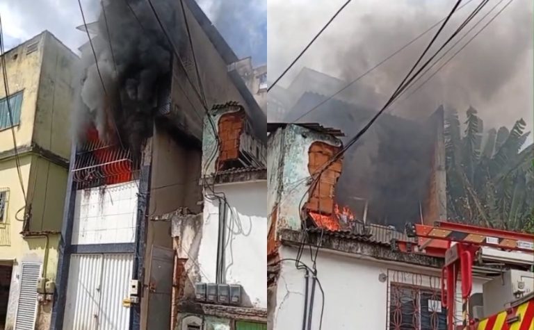Incêndio atinge edificação multifamiliar e deixa dois feridos em Cariacica