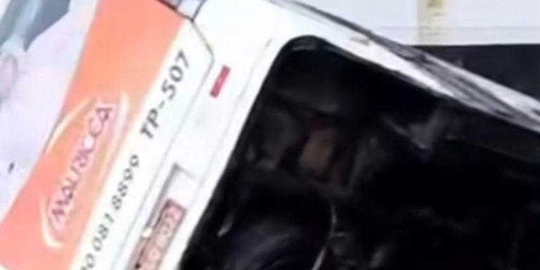 Micro-ônibus de Jaboatão tomba ao colidir com um trem do tipo VLT