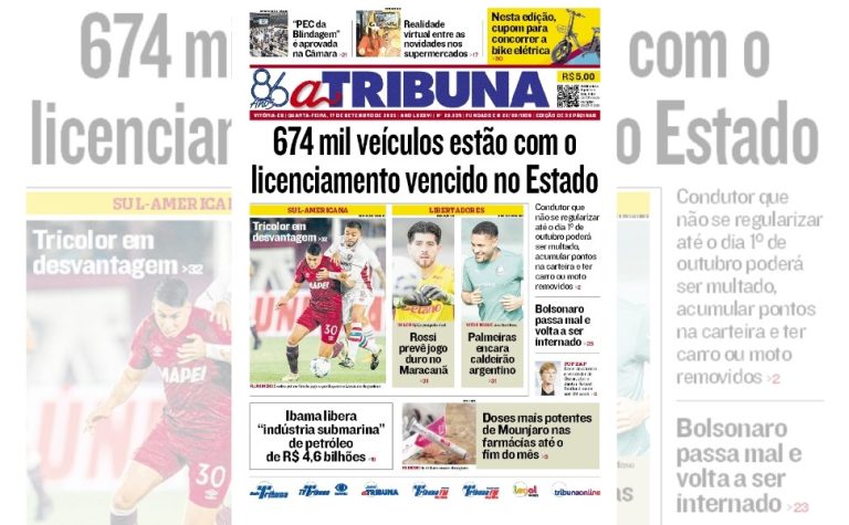 Confira os destaques do jornal A Tribuna desta quarta-feira