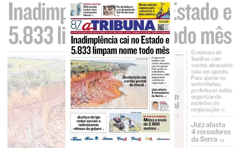 Confira os destaques do jornal A Tribuna desta quarta-feira