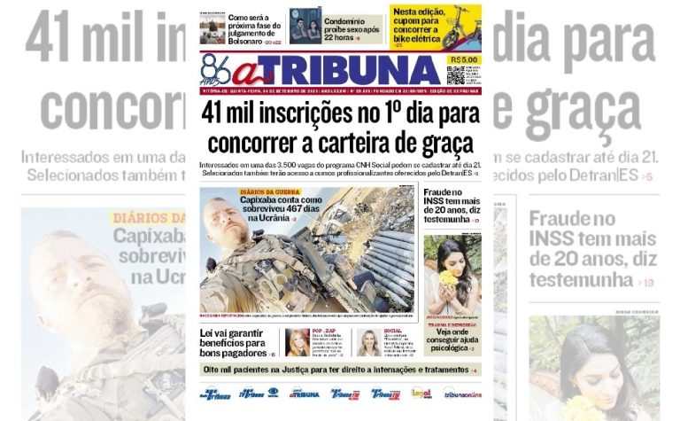 Confira os destaques do jornal A Tribuna desta quinta-feira
