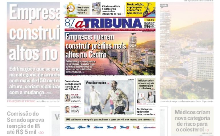 Confira os destaques do jornal A Tribuna desta quinta-feira