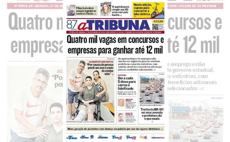 Confira os destaques do jornal A Tribuna desta sábado