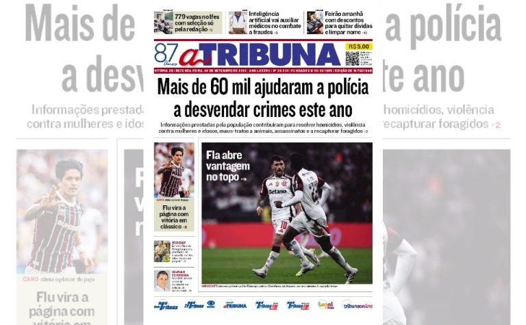 Confira os destaques do jornal A Tribuna desta segunda-feira