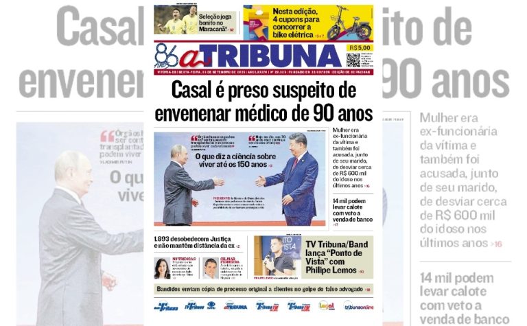 Confira os destaques do jornal A Tribuna desta sexta-feira