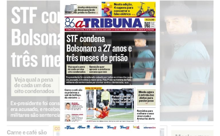 Confira os destaques do jornal A Tribuna desta sexta-feira
