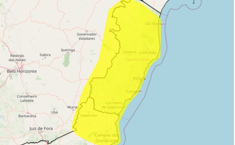 Inmet emite alerta de chuvas de até 50mm para o ES; veja lista de cidades em risco
