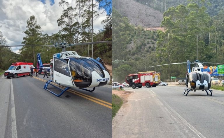 BR-262 registra dois acidentes na mesma tarde e mobiliza resgate aéreo no ES