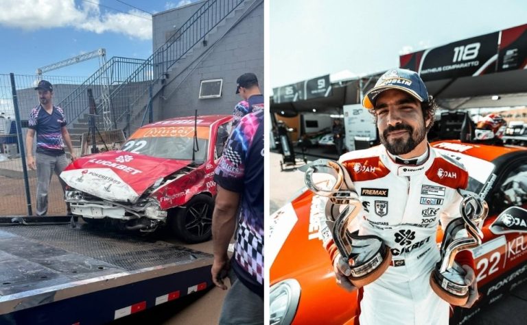 Caio Castro sofre acidente de carro durante treino de automobilismo no PR