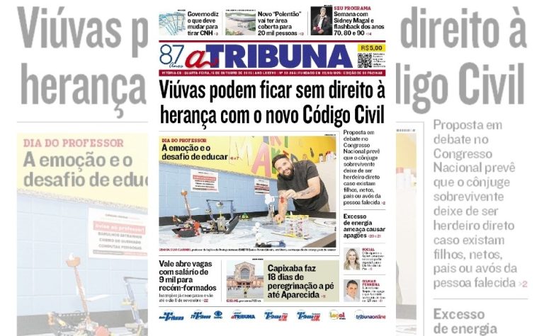 Confira os destaques do jornal A Tribuna desta quarta-feira