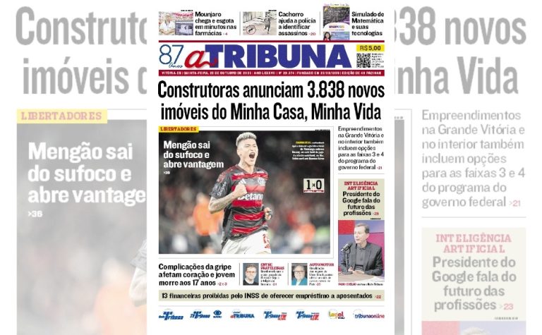 Confira os destaques do jornal A Tribuna desta quinta-feira