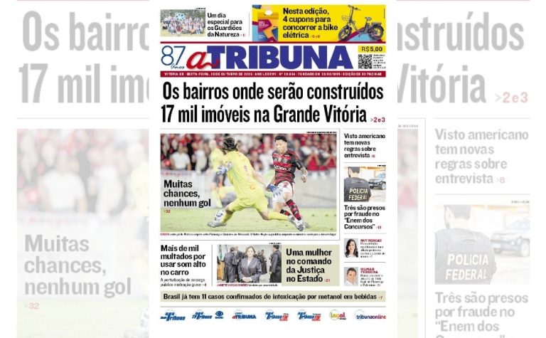 Confira os destaques do jornal A Tribuna desta sexta-feira