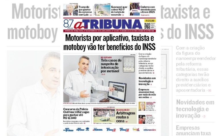 Confira os destaques do jornal A Tribuna desta terça-feira