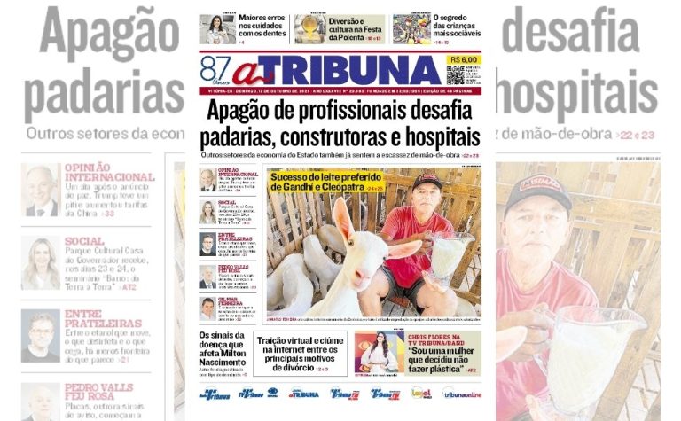 Confira os destaques do jornal A Tribuna deste domingo